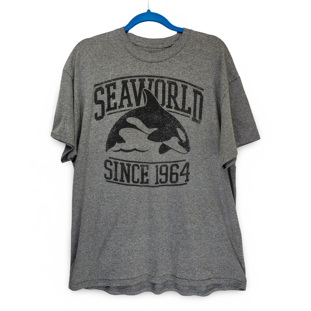 SeaWorld Graphic T-Shirt Mens XL Gray Short Sleeve Excellent